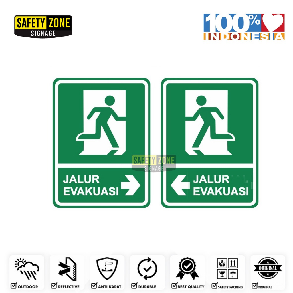 Jual Sign Sticker Jalur Evakuasi Arah Kanan Dan Kiri | Shopee Indonesia