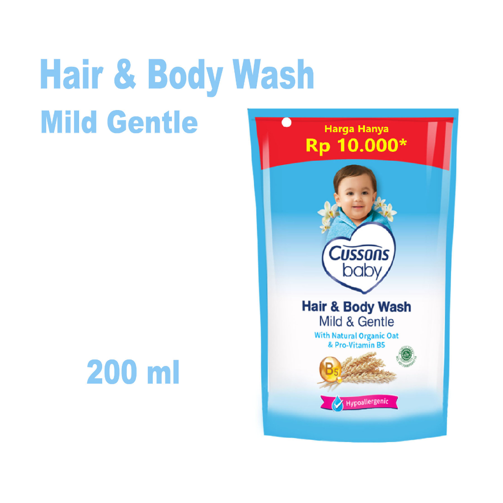 Jual Cussons Baby Hair Body Wash Mild Gentle Refil 200ml Sabun Cair