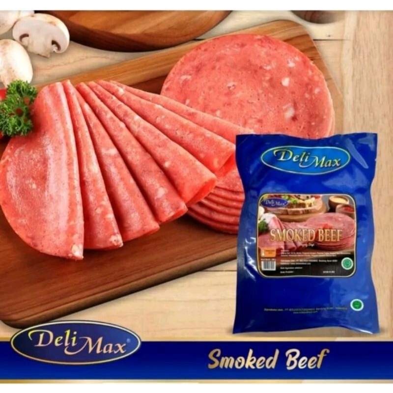 Jual Deli max smoked beef / delimax smoked beef / potongan daging halus bacon halal / slice