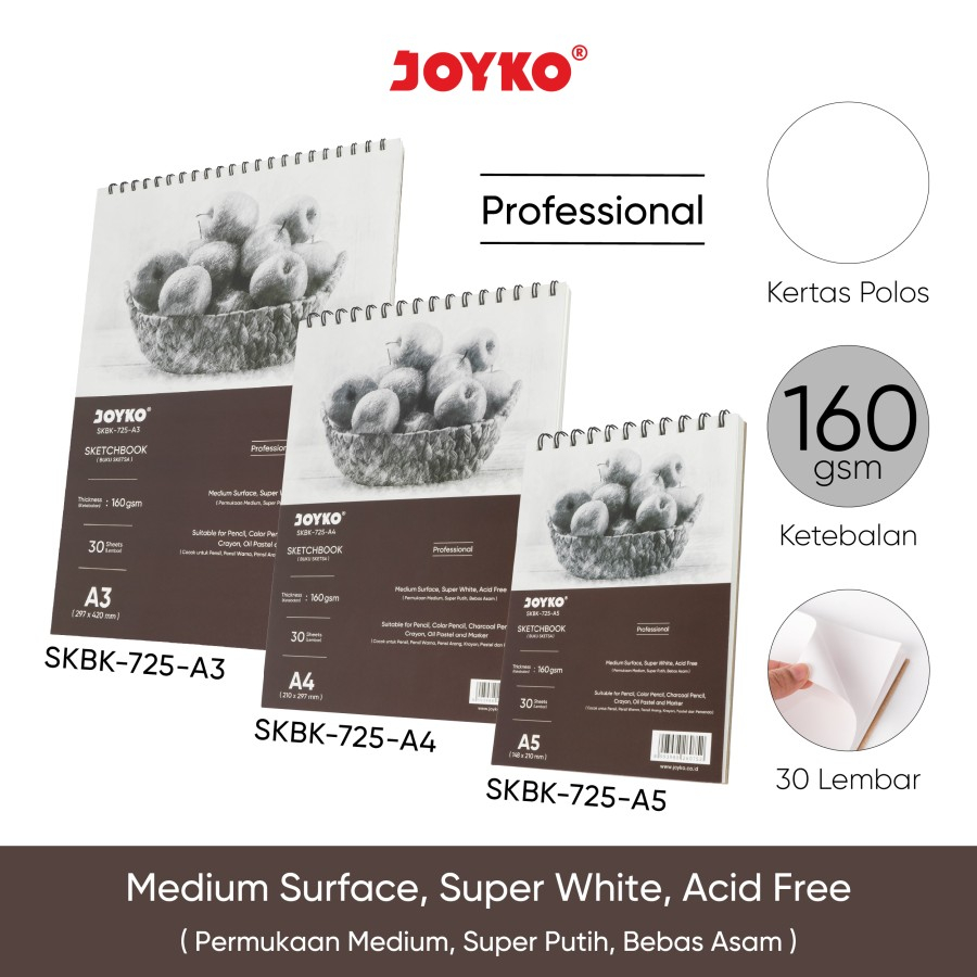 Jual SKETCHBOOK JOYKO SKBK725 BUKU SKETSA GAMBAR SPIRAL ATAS