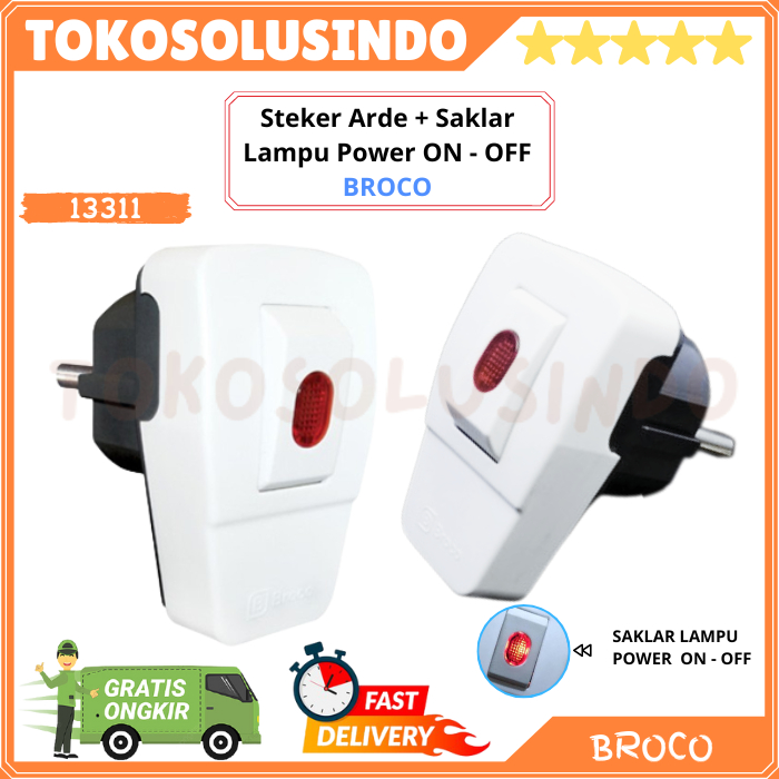 Jual Steker BROCO 13311 dengan Saklar lampu ON OFF / Colokan Cetak ...