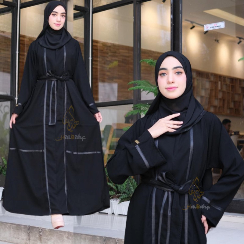 Product image Abaya syari basic polos gamis hitam dress arab turkey jetblack bordir List Sabuk Hitam