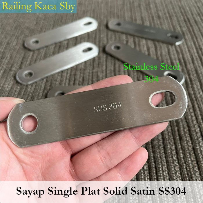 Jual SAYAP PLAT SINGLE SATIN KUPINGAN KACA TIANG RAILING SOLID SUS304 ...