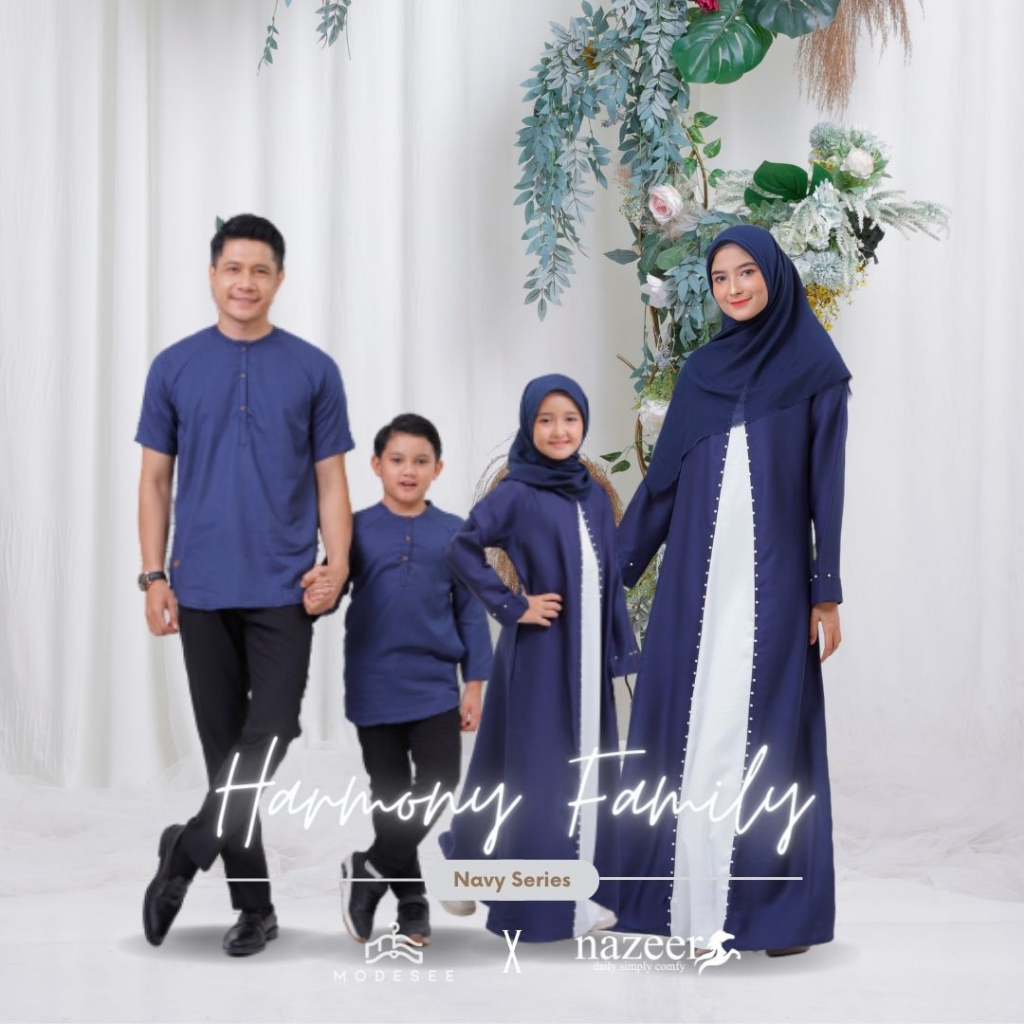 Jual Modesee Raya Series Family Set Navy - Baju Lebaran 2025 Couple ...