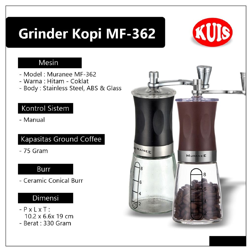 Jual GRINDER KOPI MANUAL MURANEE TIPE MF362 HAND COFFEE GRINDER MURAH