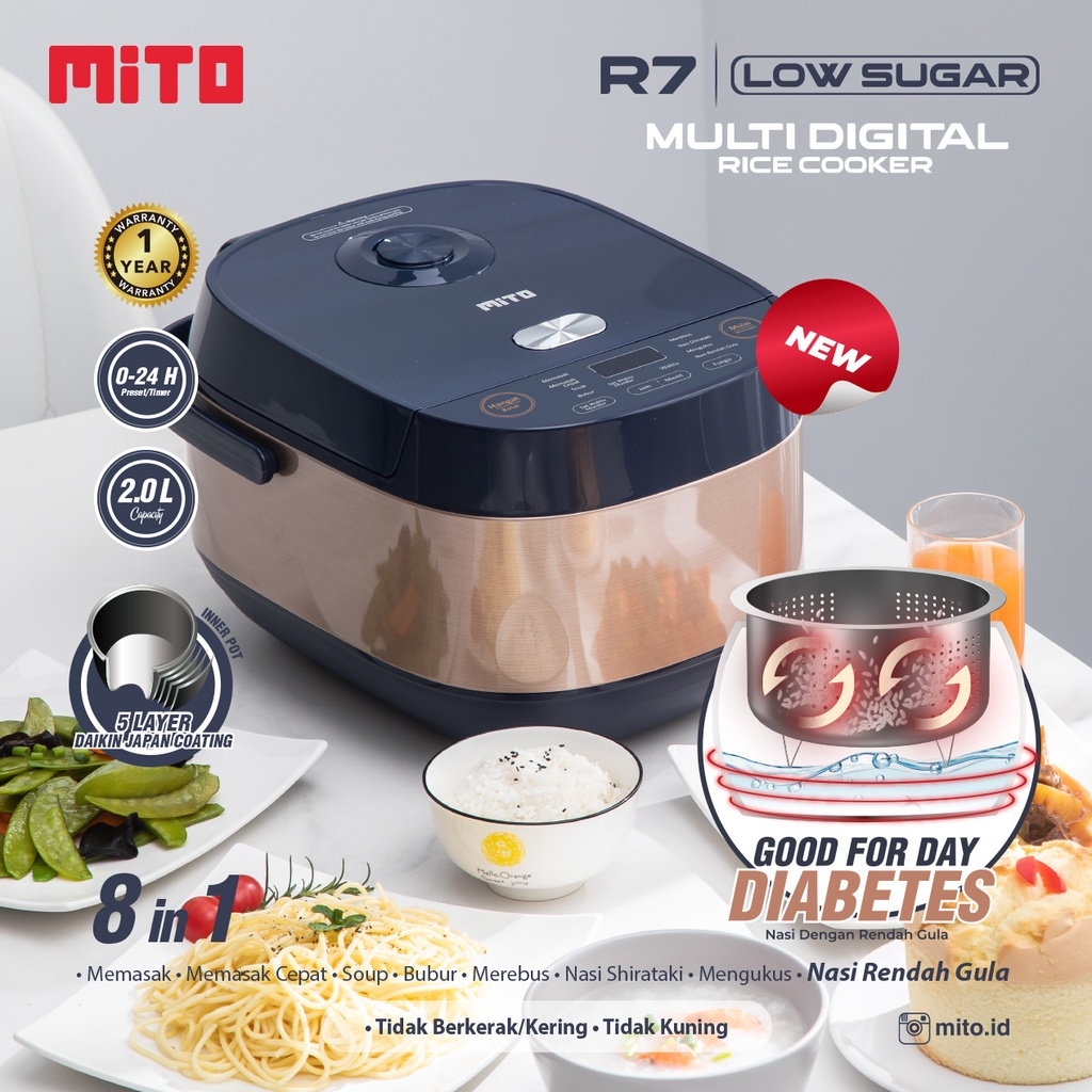 Jual MITO MULTIDIGITAL RICE COOKER R7 LOW SUGAR 8 IN 1 | Rice Cooker
