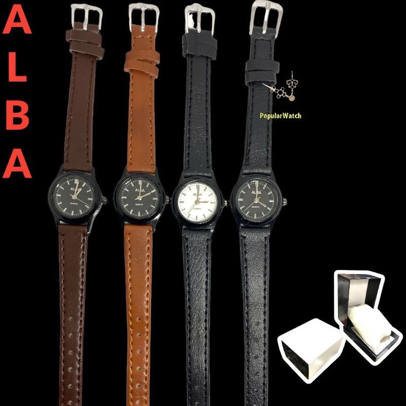 Jual (IND COD)Jam Tangan Wanita Alba Kulit Free Box Kancing Strap Kulit ...