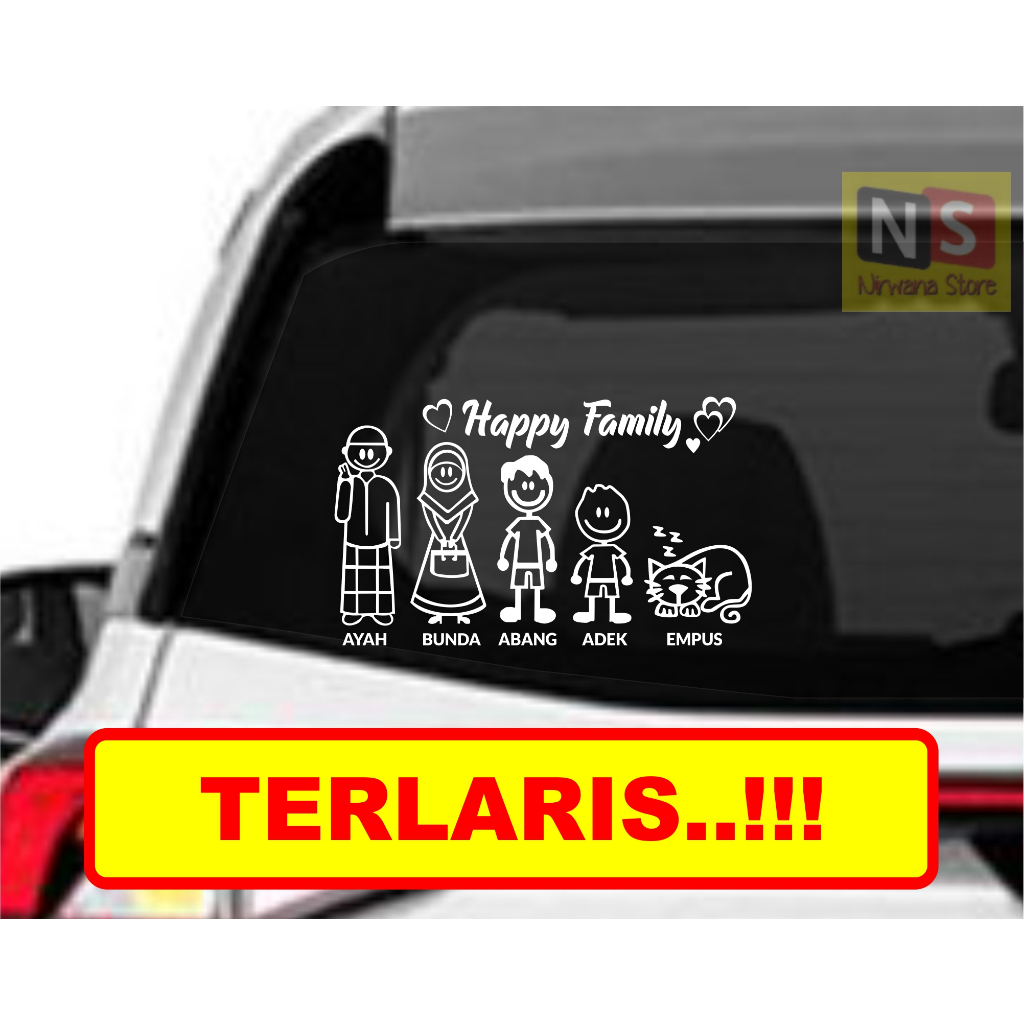 Jual Stiker Happy Family - Sticker Kaca Mobil Belakang | Shopee Indonesia
