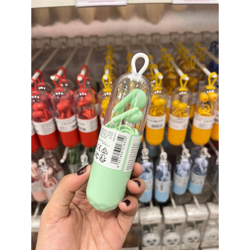 MINISO EARPHONES CAPSULE HEADSET 3,5mm HALF IN EAR WIRED NEW ARRIVAL  EARPHONE PINK BLUE GREEN