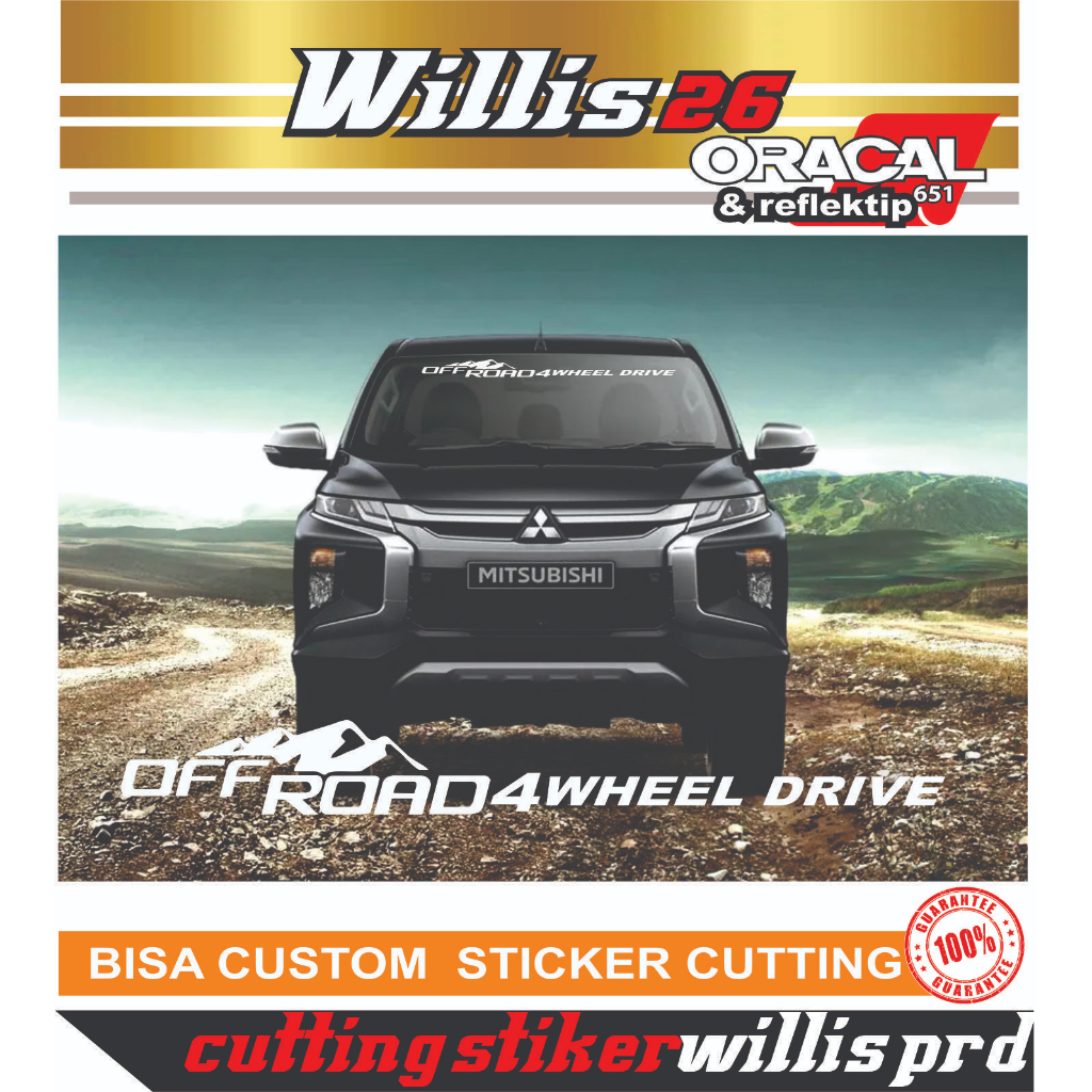 Jual New cutting stiker sticker kaca depan mobil 4x4 off road whell ...