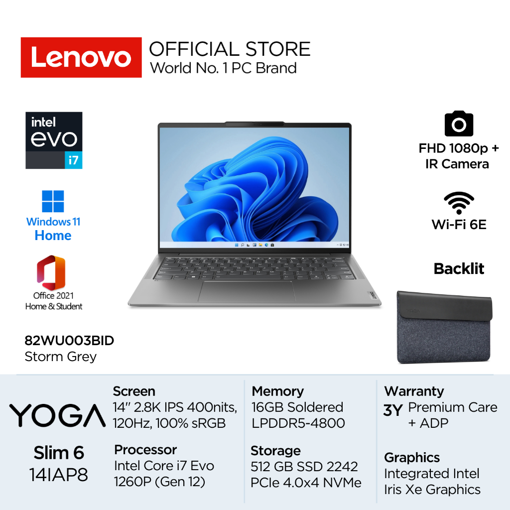 Jual Lenovo Yoga Slim 6i 14IAP8 3BID Intel Core I7 1260P EVO Win11 16GB ...