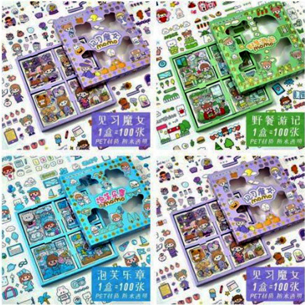 Jual (STICKER ANAK AESTHETIC SERI MOMO) MOTIF TERLARIS KARTUN KOREA