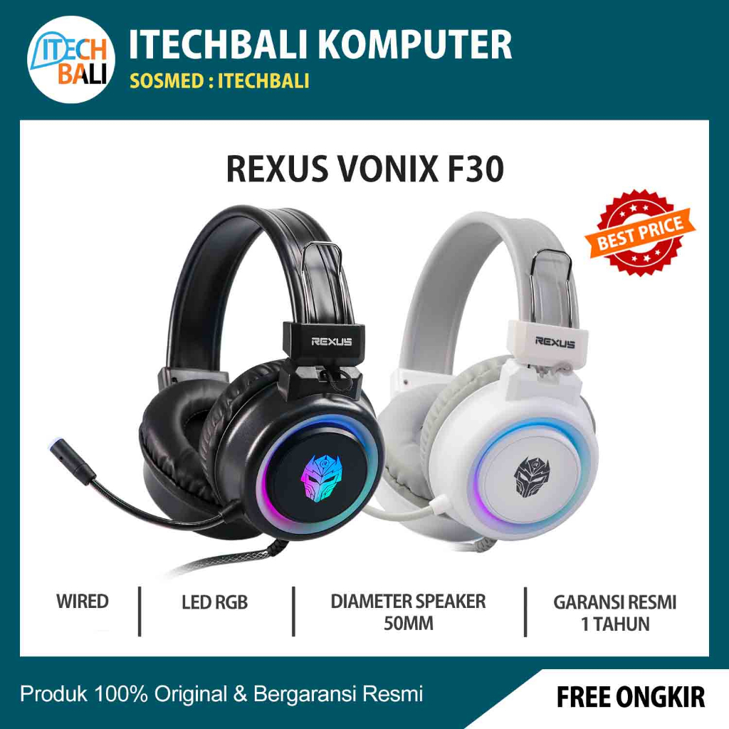 Jual Headset REXUS F30 Gaming RGB | ITECHBALI | Shopee Indonesia