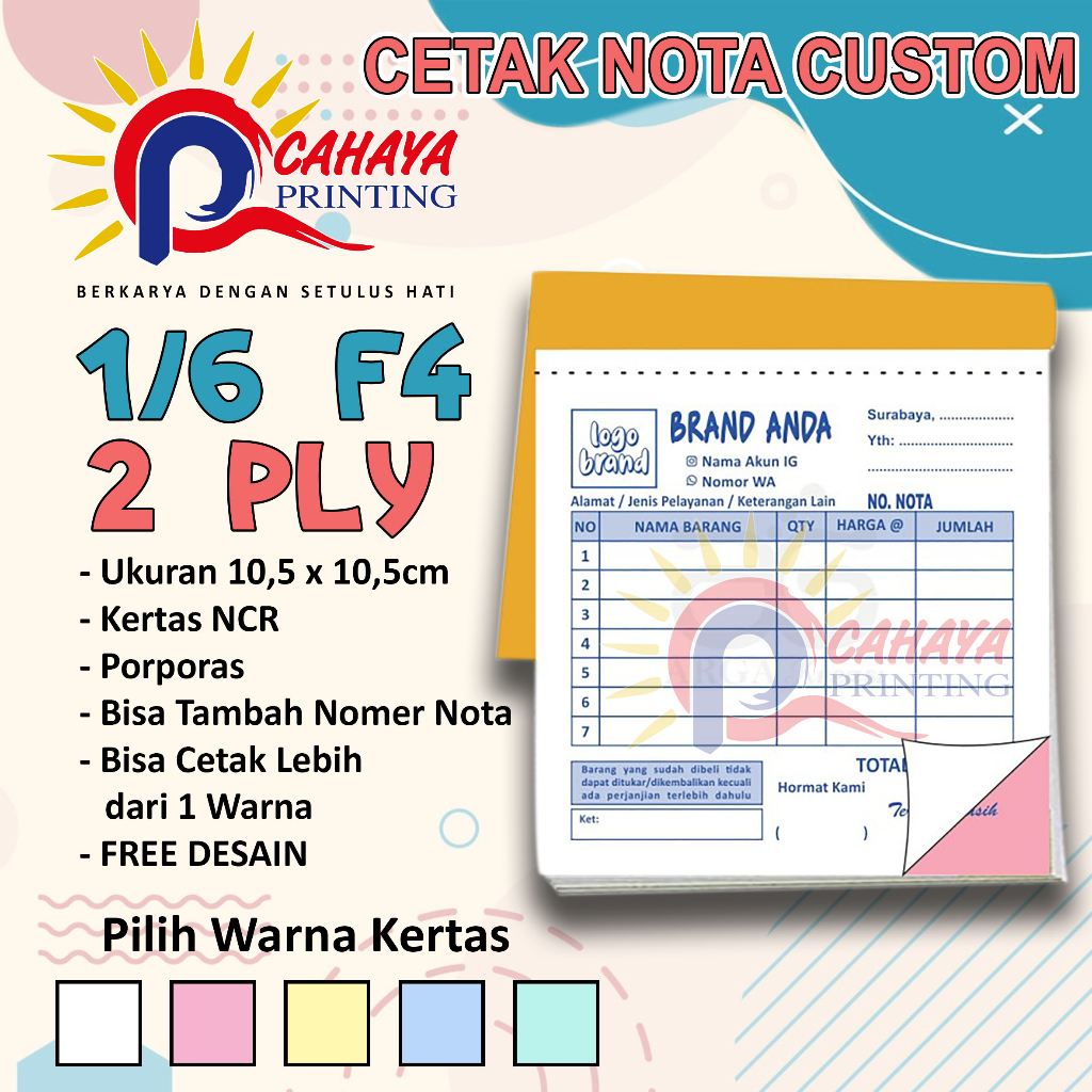 Jual Cetak Nota Custom 16 Folio 2 Ply Kwitansi Bon Shopee Indonesia 