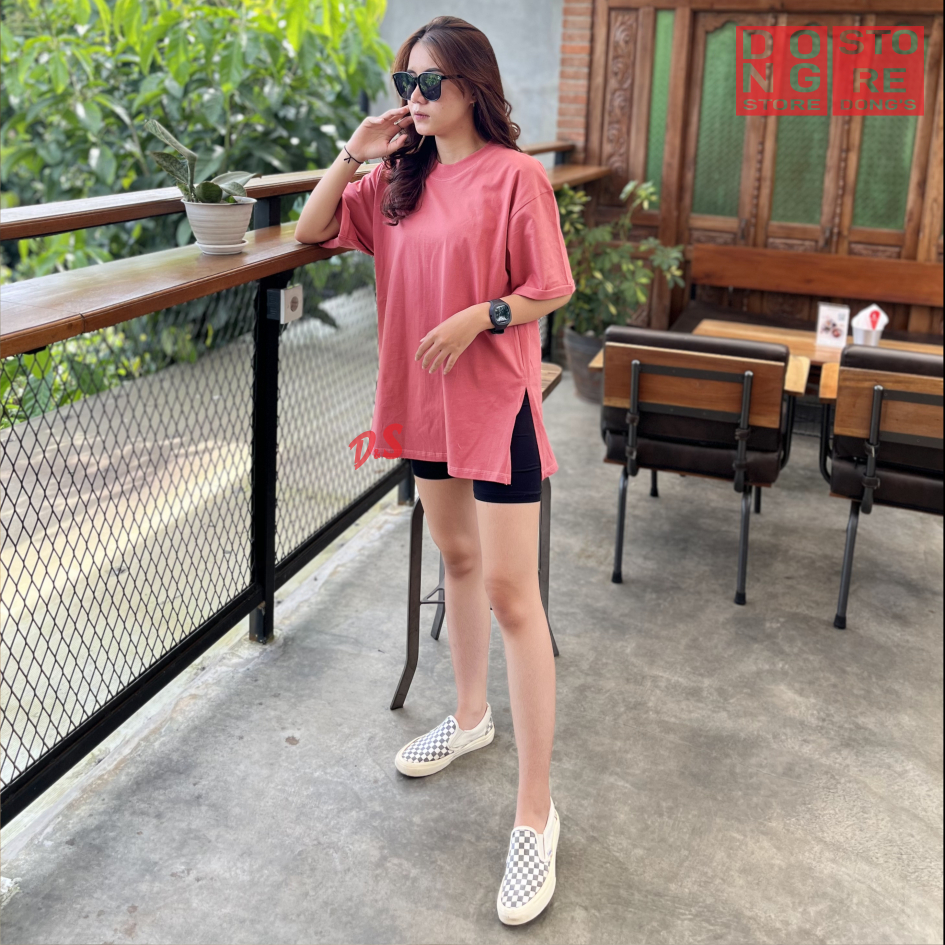 Jual Kaos Polos Oversized Unisex Model Slit atau Belah Samping Tshirt
