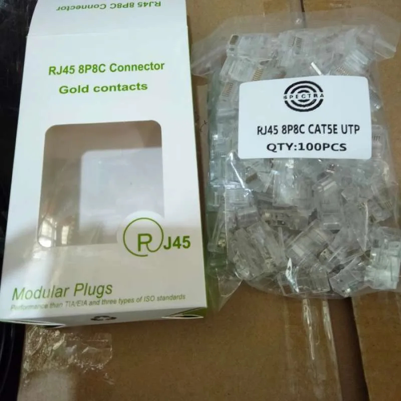 Jual KONEKTOR RJ45 CAT5E dan CAT6 SPECTRA 100PC | Shopee Indonesia