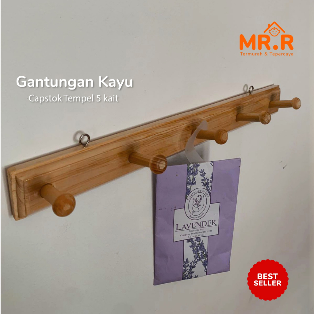 Jual Hanger Dinding Tembok Kuat Multifungsi Kapstok Kayu Gantungan Baju