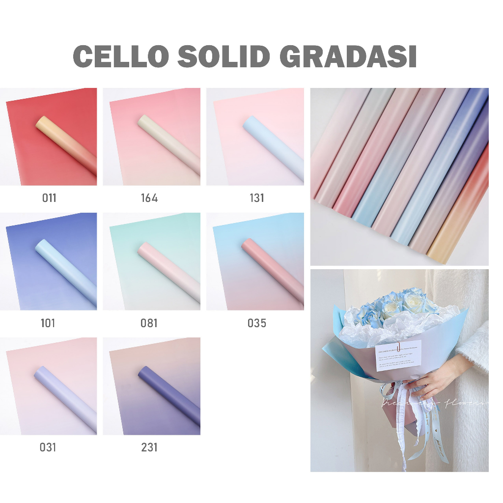 Jual Lembaran Kertas Buket Cellophane Solid Gradasi Color Shopee