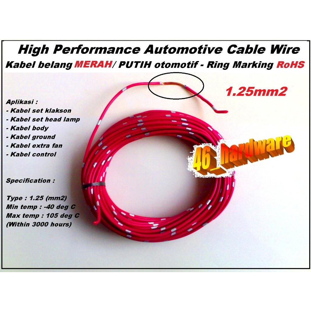 Jual KABEL LISTRIK ELECTRIC WIRE BELANG RING MARKING MERAH PUTIH 1 ...
