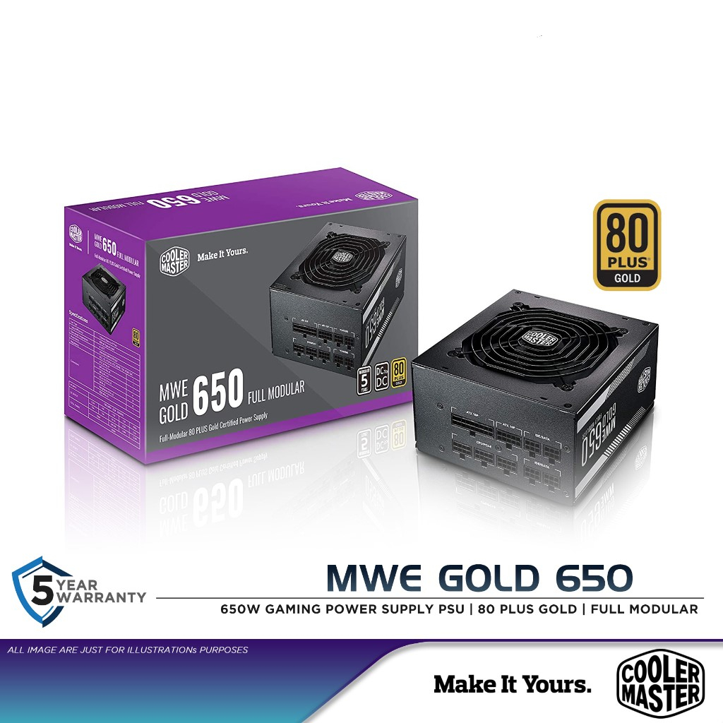 Jual COOLER MASTER MWE 650 GOLD - 650 WATT FULL MODULAR POWER SUPPLY ...