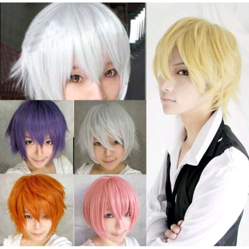 Jual Full Wig Rambut Palsu Anime Party Wig Men Women Multi colour short ...