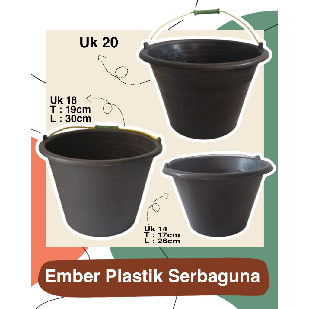 Jual Ember Plastik Serbaguna / Ember Cor kuat dan tebal ukuran 14 18 20 ...