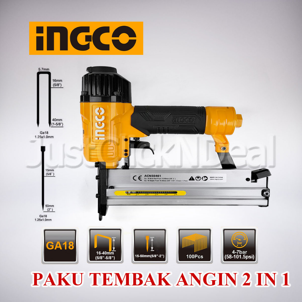 Jual Ingco Paku Hekter Staples Tembak Angin In Combo Air Brad Nailer Shopee Indonesia