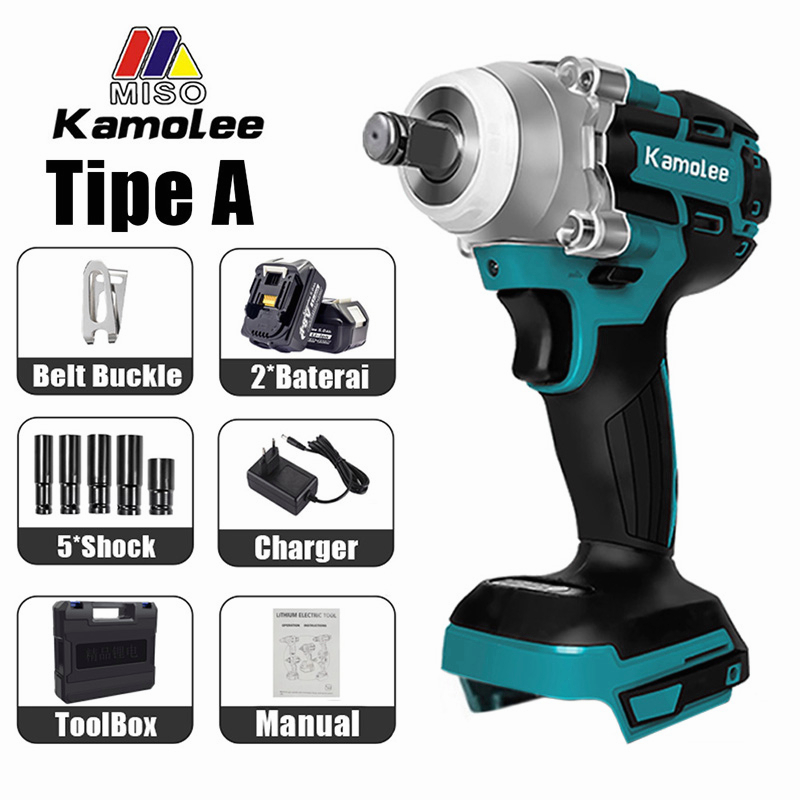 Kamolee DTW285 520Nm Impact Wrench 1/2 Inch Brushless Cordless Kunci Impact  /Kunci Pas Elektrik Adaptasi Baterai 18V 5000mAh