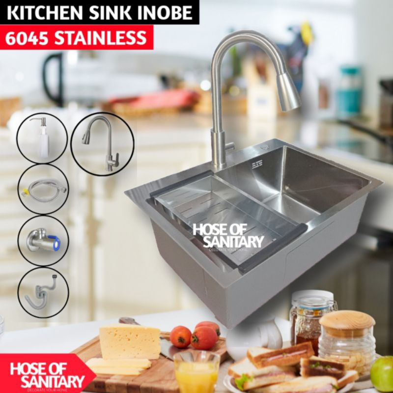 Jual Paket Lengkap Bak Cuci Piring Inobe Stainless Kitchen Sink Stainless Kran Tarik