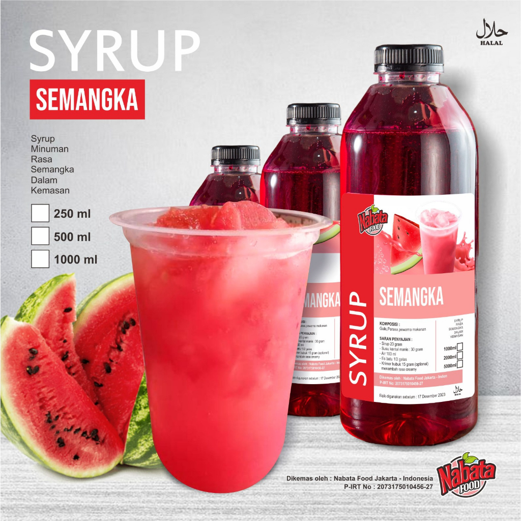 Jual Sirup Semangka India 1 liter Tembikai Malaysia Syrup Watermelon Nabata food Shopee Indonesia