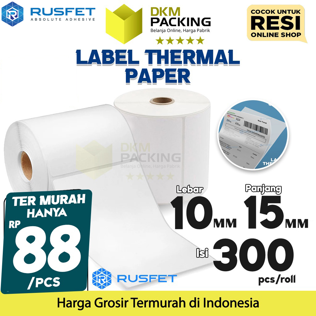 Jual Stiker Label Thermal Paper A6 10x15mm 100x150cm isi 300Pcs POS ...