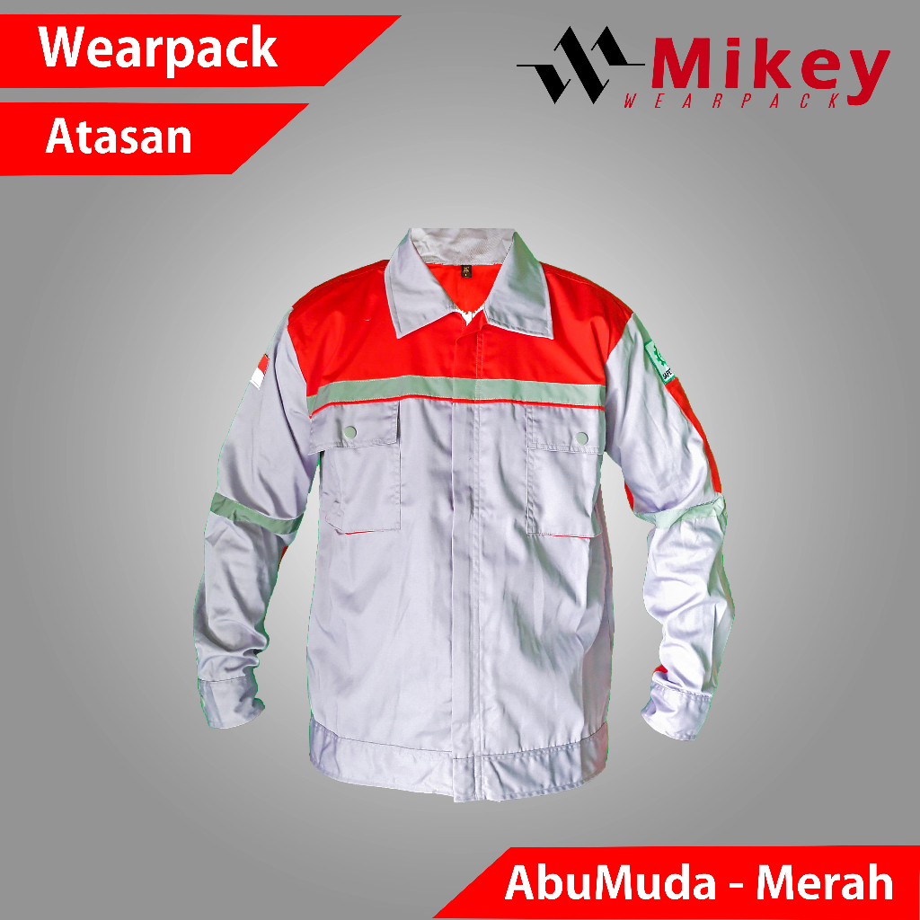 Jual Wearpack Atasan Kemeja Proyek Baju Kerja Lengan Panjang Abu