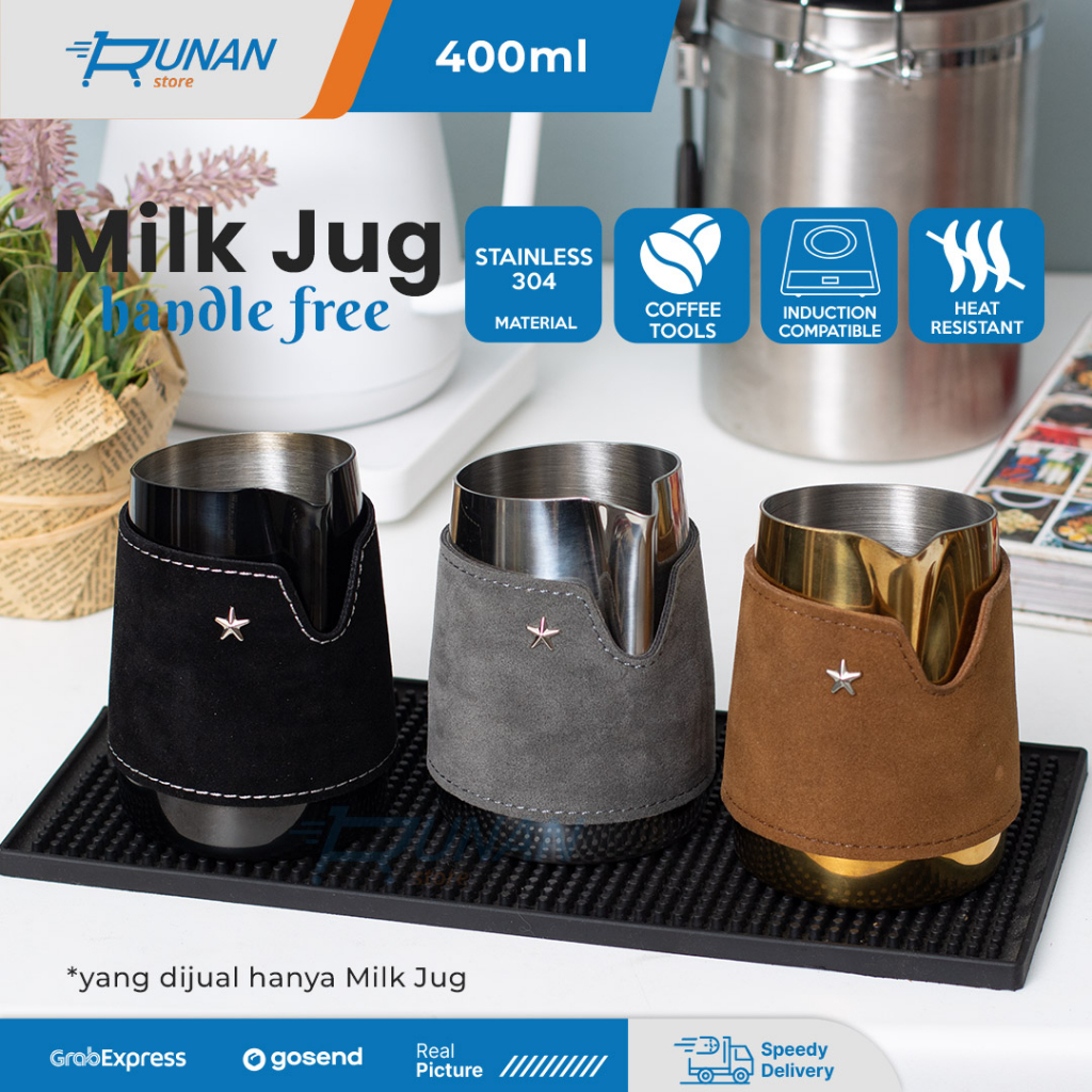 Jual Jug Susu Handless Latte Art 400ml Milk Jug Handle Free Barista ...