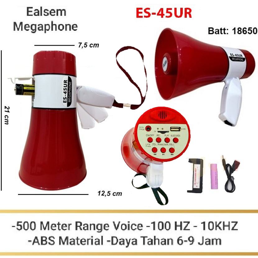 Jual Pengeras Suara Megaphone USB Sound Recording Loudspeaker Ealsem