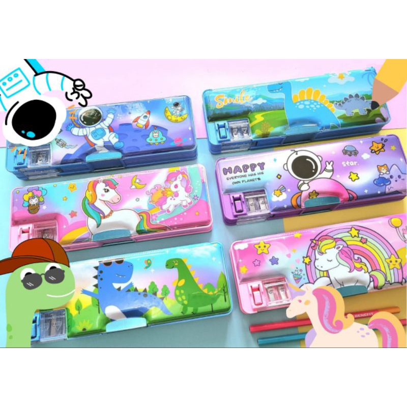 Jual TEMPAT KOTAK PENSIL PLASTIK BESI PERSEGI PANJANG MAGNET BIASA