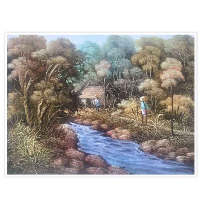 Jual Lukisan Pemandangan Kampung 30 x 40 cm | Shopee Indonesia