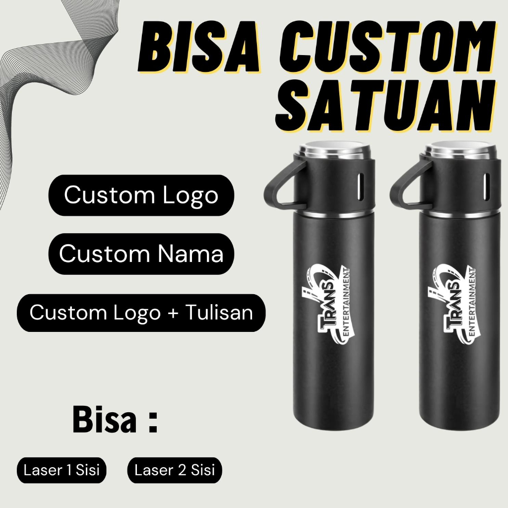 Jual Termos Vacuum Flask Set Botol Minum Cangkir Custom 3 in 1 gift set