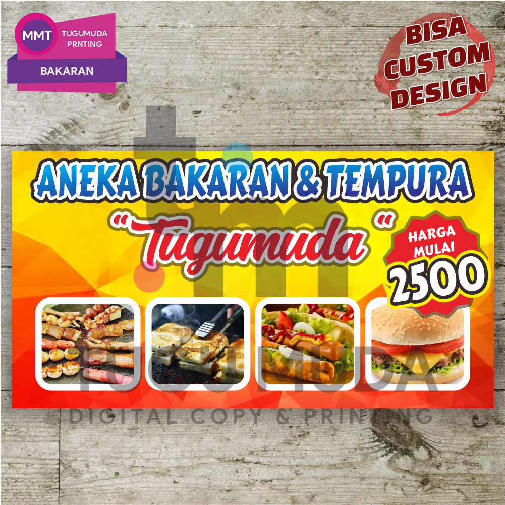 Jual Cetak SpandukBannerMMT SATE SEAFOODJAGUNG SERUTROTI BAKAR