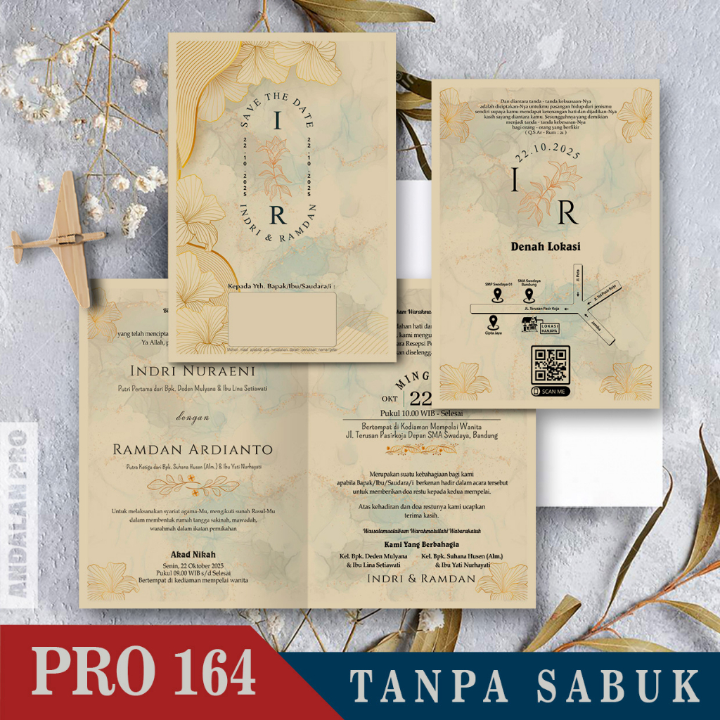 Jual Pro 164 Lipat 2 Jasmine Simpel - Cetak Undangan Color / Berwarna ...