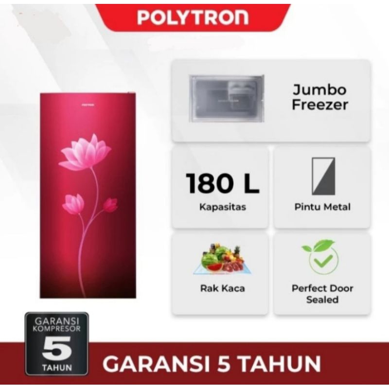 Jual Kulkas Polytron PRB-189 | 1 pintu PRB189 biru merah 180L 180 liter ...