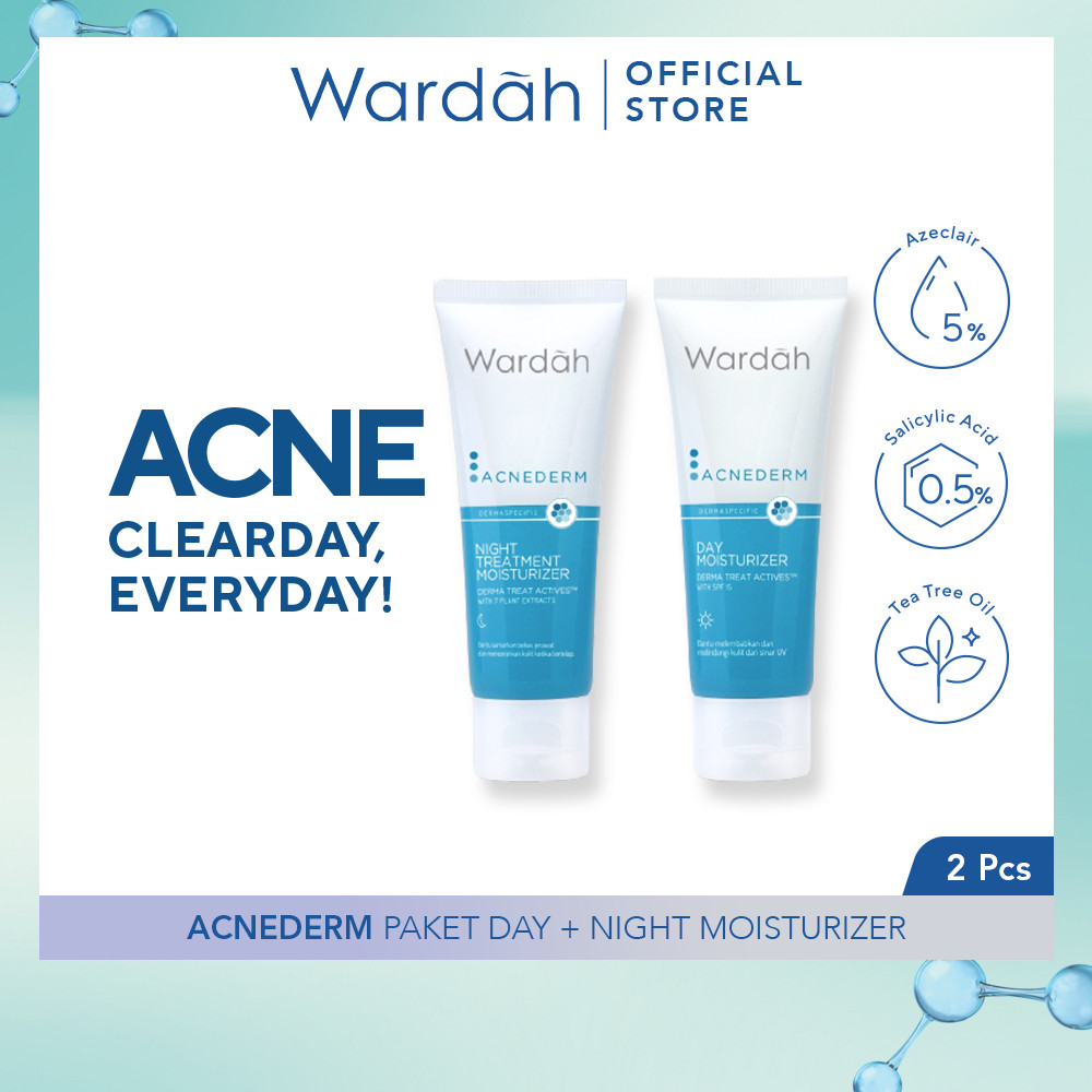 Wardah Acnederm Paket Day + Night Moisturizer 40 ml