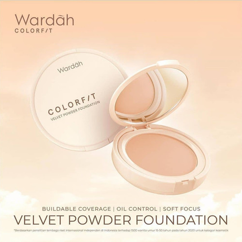 Wardah Colorfit Velvet Powder Foundation Refill - Bedak Padat Dengan SPF 20 - Oil Control - Tahan Lama Hingga 12 Jam - Hasil Matte Coverage Natural