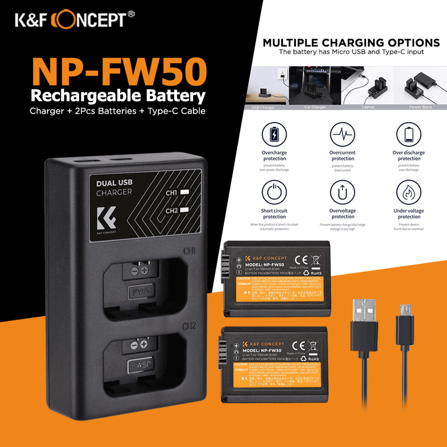 Jual Knf Concept Battery Sony Np Fw Pack With Dual Charger Shopee