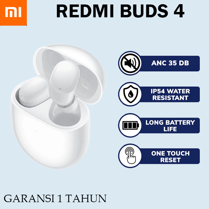 Xiaomi Redmi Buds 4 TWS Earphone Bluetooth 5.2 35dB Active Noise Cancelling  2 Mic Wireless Headphone 30 Hours Battery Life IP54