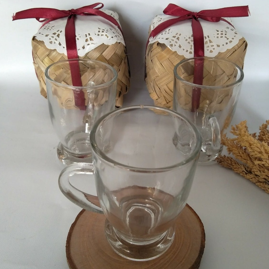 Jual Souvenir Pernikahan Gelas Minum Kaca Kecil Gelas Kopi Mug Piala Mini Cangkir Teh Gagang 3563