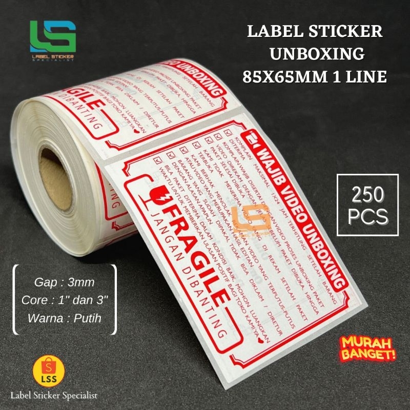 Jual Label Sticker Unboxing Wajib Unboxing Stiker 85X65 MM Isi 250 PCS ...