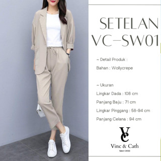 Jual VINCATH.ID - SETELAN BLAZER WANITA CEWEK CELANA KULOT PANJANG ...