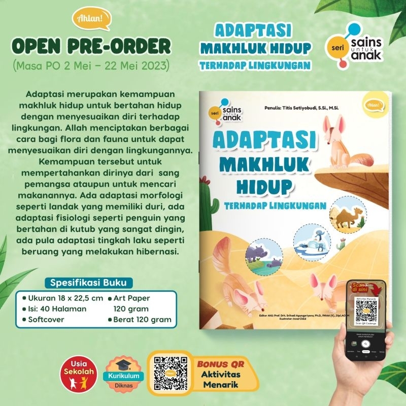 Jual Adaptasi Makhluk Hidup Buku Seri Sains Untuk Anak Penerbit Ahlan ...