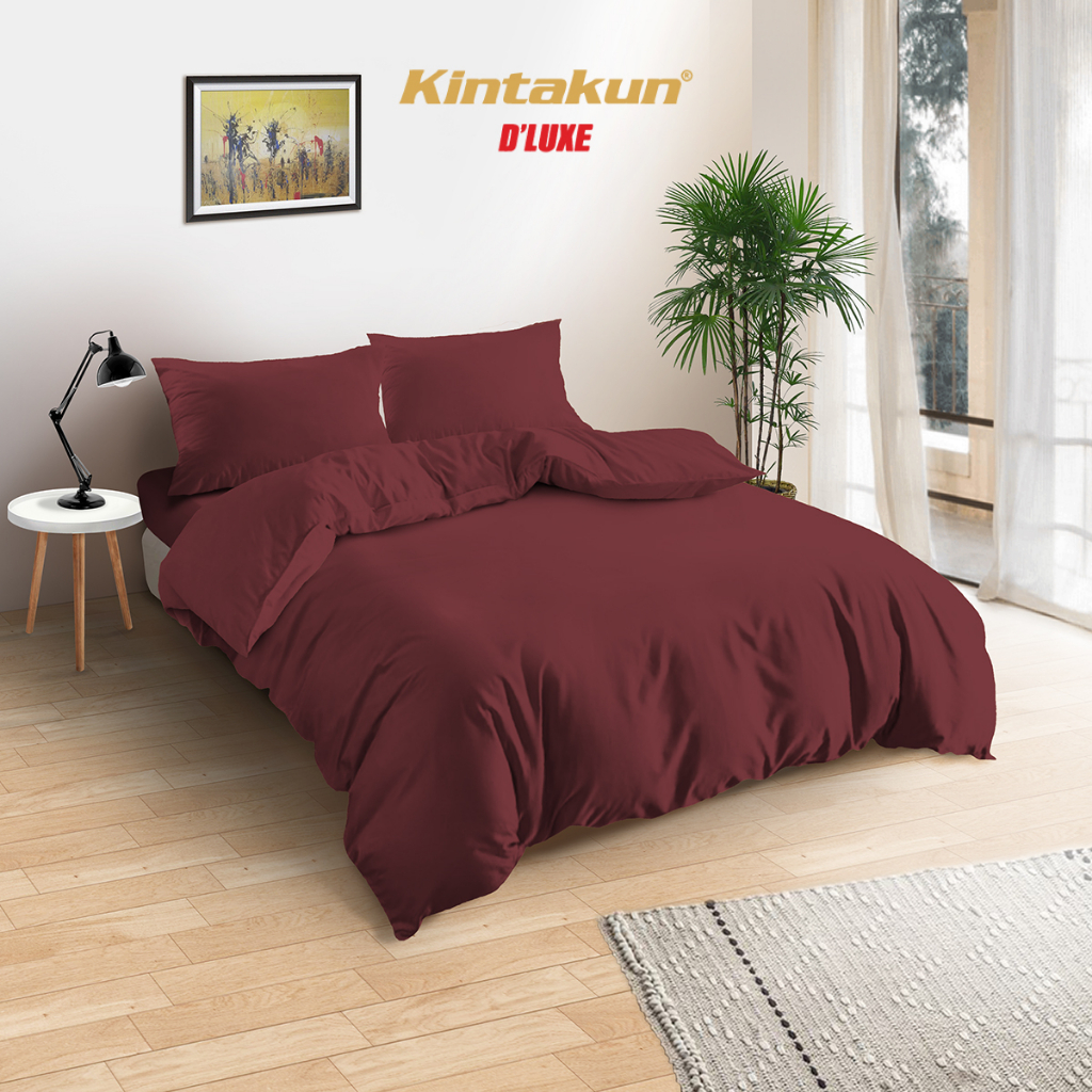 Jual Kintakun Bedcover Set Sprei Fitted 160/180 Merlot Warna Polos
