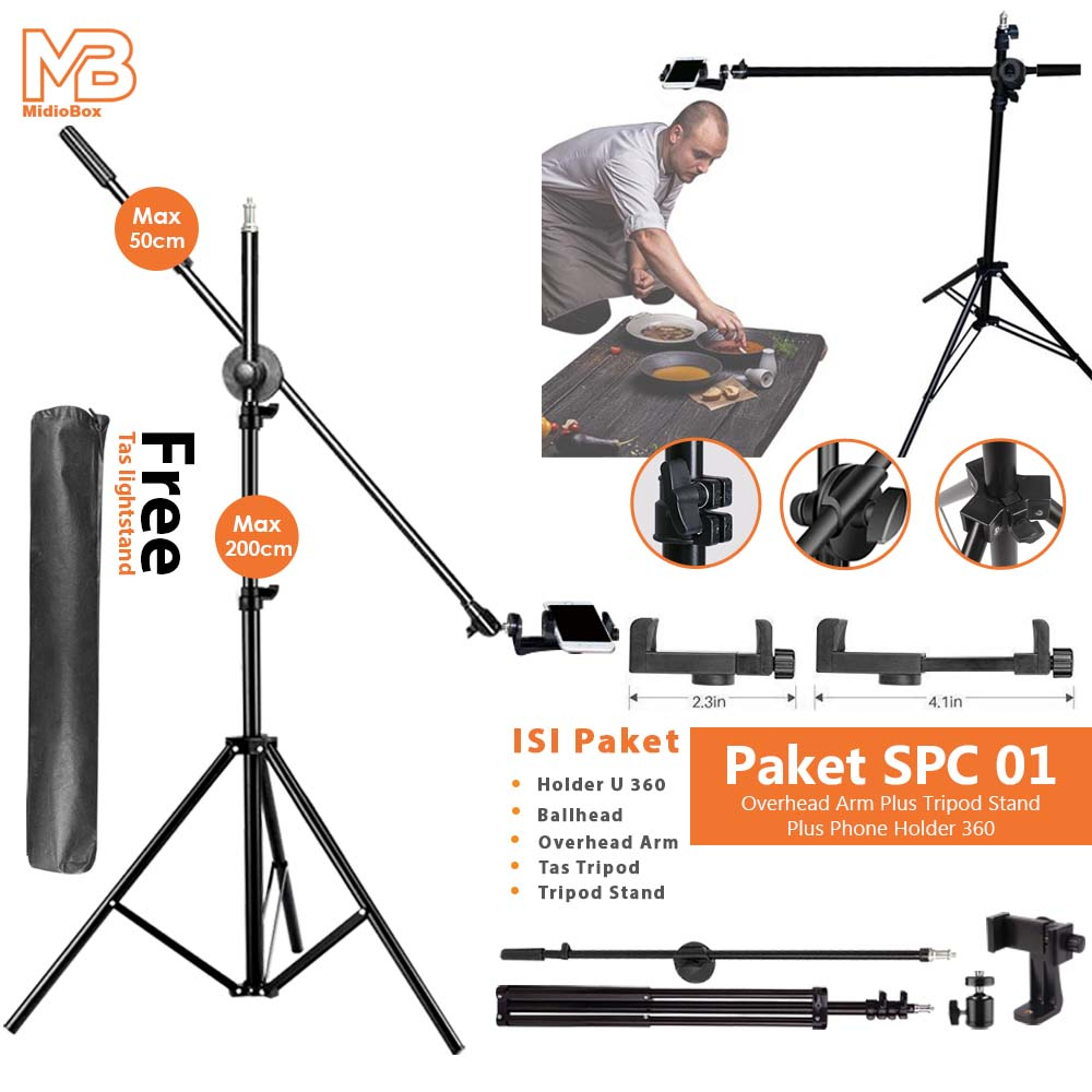 Jual Overhead Tripod Midio SPC01 Tripod Stand Plus Phone Holder 360